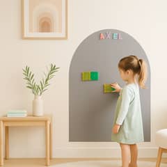 PZR PIZARRAS ADHESIVAS - Pizarra Adhesiva Magnética Infantil Arco Gris 115 x 75 cm
