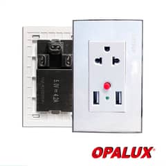 OPALUX - Toma Mixta Doble USB 5.0V 4.2A + 1 Toma Universal 15A 220V.
