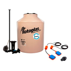 ROTOPLAS - Combo Tanque de Agua 1100L Arena + Accesorios + Pack Electronivel 3 Metros + Válvula de Pie