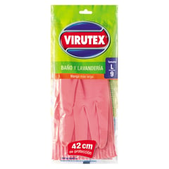 VIRUTEX - Guantes de Látex Multiuso Talla L - Rosado