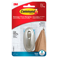 3M - Gancho Command Baño Mediano Níquel Pulido