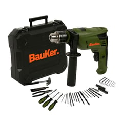 BAUKER - Taladro Percutor Eléctrico 1/2" 600W + 50 accesorios + Maletín