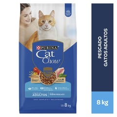 CAT CHOW - Adultos Croquetas para Gatos 8kg Pescado, Mariscos