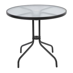 JUST HOME COLLECTION - Mesa redonda negra con vidrio 80 cm