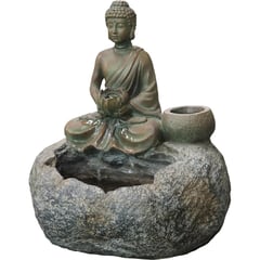 JUST HOME COLLECTION - Fuente de Agua Budha Resina/Polvo de Piedra 28.5x32.5x23cm