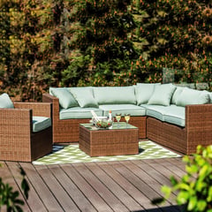 JUST HOME COLLECTION - Juego Living de terraza Saigon 6 personas Verde