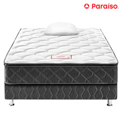 PARAISO - Cama Tropical Ergo 1.5 Plazas Gris + Colchón + Almohada + Protector