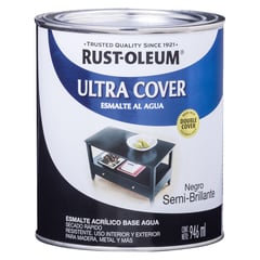 RUST OLEUM - Esmalte al Agua Ultra Cover Negro Semi-Brillante 0,946L