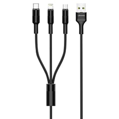 USAMS - Cable 3 en 1 iPhone / Micro / Tipo-C Negro