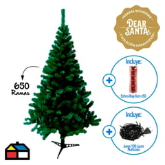 DEAR SANTA - Combo Árbol Canadiense 210cm + Esfera roja 6cm x50 + Juego 100 Luces Multicolor