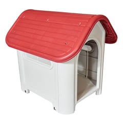 PETIZOOS - Casa para Perro Raza Pequeña Blanco y Rojo 75x66x59cm