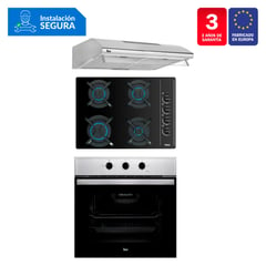 TEKA - Tricombo Cocina Empotrable 4 Hornillas GBC 64003 KIB + Campana Lineal 60cm CL 610 C/F + Horno Eléctrico 76 Lt HBB 535