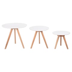 JUST HOME COLLECTION - Set 3 Mesas Auxiliares Radius Blanca