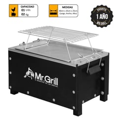 MR GRILL - Caja China Mini S Black Galvanizado + Parrilla de Varillas