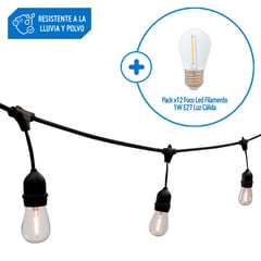 undefined - Combo Guirnalda Led 10L 10metro Pack x12 Foco Led1W E27 Luz Cálida