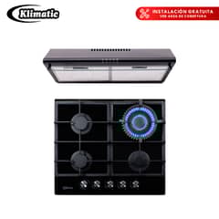KLIMATIC - Combo Cocina Empotrable 4 Hornillas Trevi 60 + Campana Lineal 60cm CK601NE/M