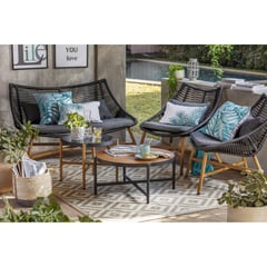 JUST HOME COLLECTION - Juego Living de terraza Bruselas 4 Personas Negro