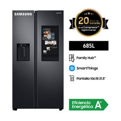 SAMSUNG - Refrigeradora 685 Lt Side by Side Family Hub RS27T5561B1 Negro