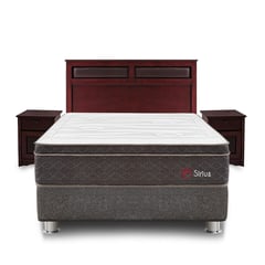 FORLI - Dormitorio Cesena Sirius Pocket Queen + Cabecera + 2 Veladores + 2 Almohadas Viscoelásticas + Protector