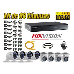 HIKVISION - Kit 8 Cámaras de Seguridad Full HD 1080p P2P Vigilancia + Kit de Herramientas