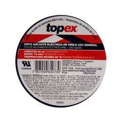 TOPEX - Cinta Aislante 19mm 20 Metros Negro