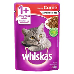 WHISKAS - Adultos Alimento para Gatos 85 gr Sabor Carne