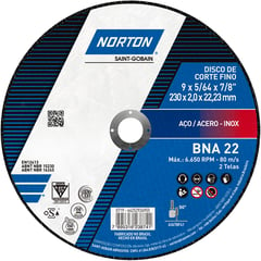 NORTON - Disco de Corte Fino 230 x 22.23mm Norton