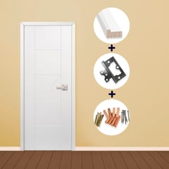 ARES - Puerta Interior Combo (Marco+Bisagras+Kit de Instalación) Sahara 65x207cm Blanco
