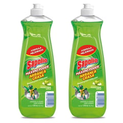 SAPOLIO - Lavavajilla Líquido Manzana 1250Ml Pack x2