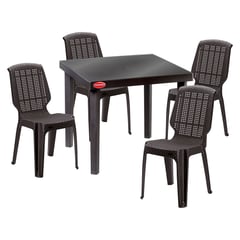 POLINPLAST - Set de Mesa con Vidrio Jamaica con 4 Sillas 155 cm