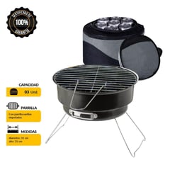 MR GRILL - Parrilla a Carbón Mini 28.5x23.5x29.5cm Portátil con Cooler