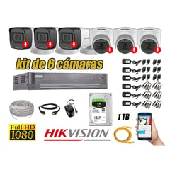 HIKVISION - Kit 6 Cámaras Seguridad Audio Incorporado Full Hd 1080P Lite