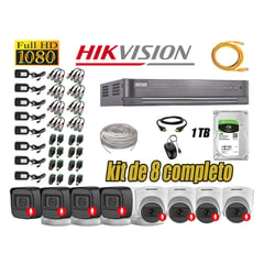 HIKVISION - Kit 8 Cámaras Seguridad Audio Incorporado Full HD 1080P Lite