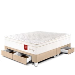 PARAISO - Cama c/ Cajones Royal Prince Queen Champagne + 2 Almohada + Protector