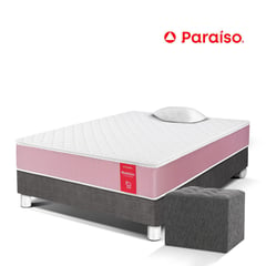 PARAISO - Cama Medallón 1.5 Plazas + Almohada + Protector + Puff