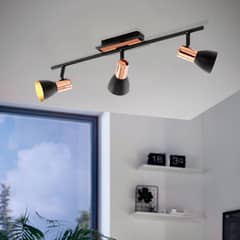 EGLO - Lámpara de Pared Barnham 3L GU10 Negro