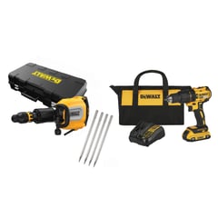 DEWALT - Martillo Demoledor SDS MAX 1700W BRUSHLESS + 4 Puntas D25911K-K1 + Taladro Percutor Inalámbrico 20V DCD7781D1-B2 + Batería 2Ah + Cargador + Bolso Lona