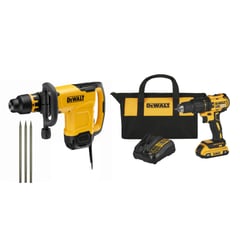 DEWALT - Martillo Demoledor Eléctrico Sds Max 1600W + 3 Puntas D25881K-K1 + Taladro Percutor Inalámbrico 20V DCD7781D1-B2 + Batería 2Ah + Cargador + Bolso Lona