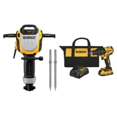 DEWALT - Martillo Demoledor 1800W + 2 Puntas D25966-K1 + Taladro Percutor Inalámbrico 20V DCD7781D1-B2 + Batería 2Ah + Cargador + Bolso Lona