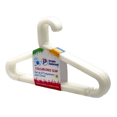 PLASTICOS INDECOEL - Set 8 Ganchos Plástico Slim Blanco