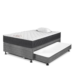 PARAISO - Cama Diván Paraíso Majestic Gris 1.5 Plazas + Almohada + Protector