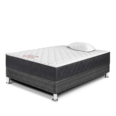 PARAISO - Cama Paraíso Majestic Gris 1.5 Plazas + Almohada + Protector