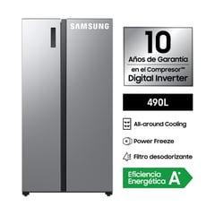 SAMSUNG - Refrigeradora Side by Side Silver Gentle 490L