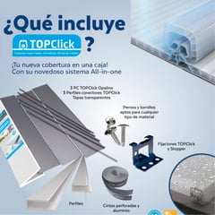 POLYARQ - Topclick: Techo De Policarbonato 6Mm Blanco; Kit Completo Planchas + Accesorios Hágalo Usted Mismo 1.80 X 2.95 Protección Uv, Flexible, Ultra Resistente. Ideal Para Proyectos Residenciales