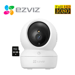 EZVIZ - Cámara Wi-Fi Full Hd Gira 360° Boton Llamada H6C + Micro SD 64Gb