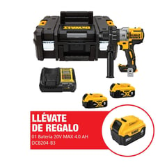 DEWALT - 01 Taladro Percutor + 02 Baterías 5.0 Ah + Regalo 01 Batería 4.0 Ah + 01 Cargador + 01 Mango Lateral 360°