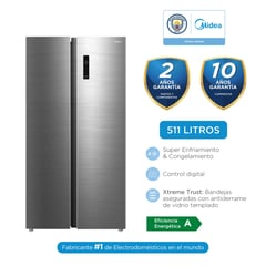 MIDEA - Refrigeradora Side By Side Inverter 511L Inox MDRS710FGR46PE