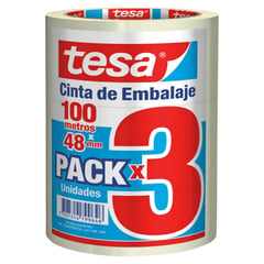 TESA - Pack x 3 Cintas de Embalaje 48 mm. x 100 m.
