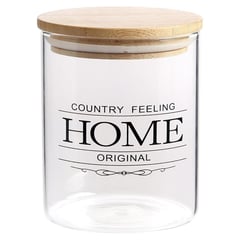 JUST HOME COLLECTION - Frasco de Vidrio Borosilicatado Tapa de Bambú 0.7l