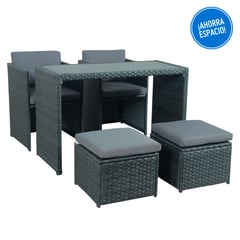 JUST HOME COLLECTION - Juego de Comedor de Terraza Zanzibar 4 Personas Gris